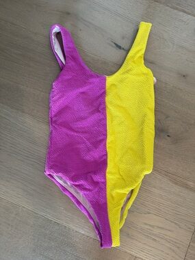 Terez Kids Swim One-Piece in Magenta and Yellow